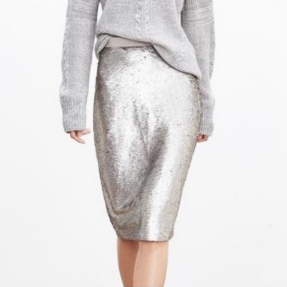Banana Republic matte silver sequin skirt